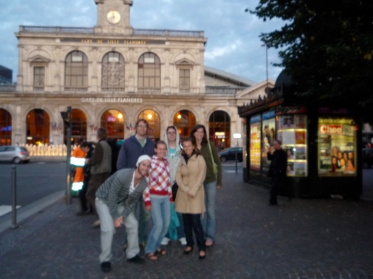 Myself, Andy, Kathryne, David, Christina and Casi in front of the Gare de Flandres station in Lille. A little blurry, I know.
